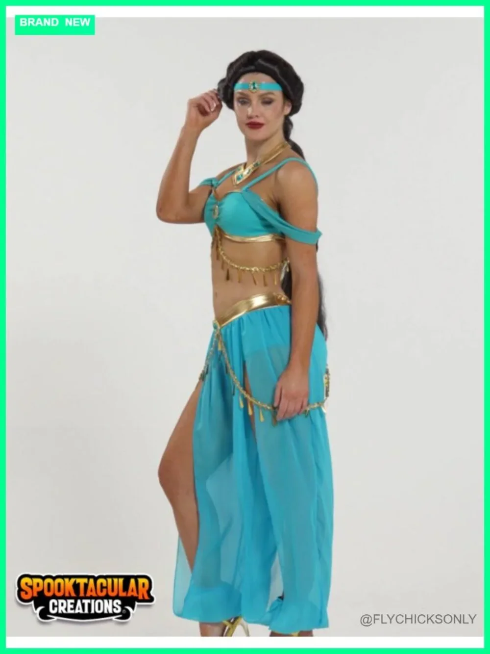 Arabian Princess Women's Halloween Costume 4pc Set with Headband Necklace